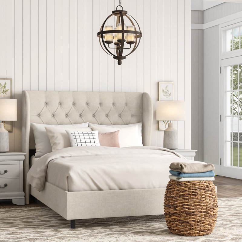 How to Style a Tufted Wingback Bed with Warm, Earthy Boho Textures
