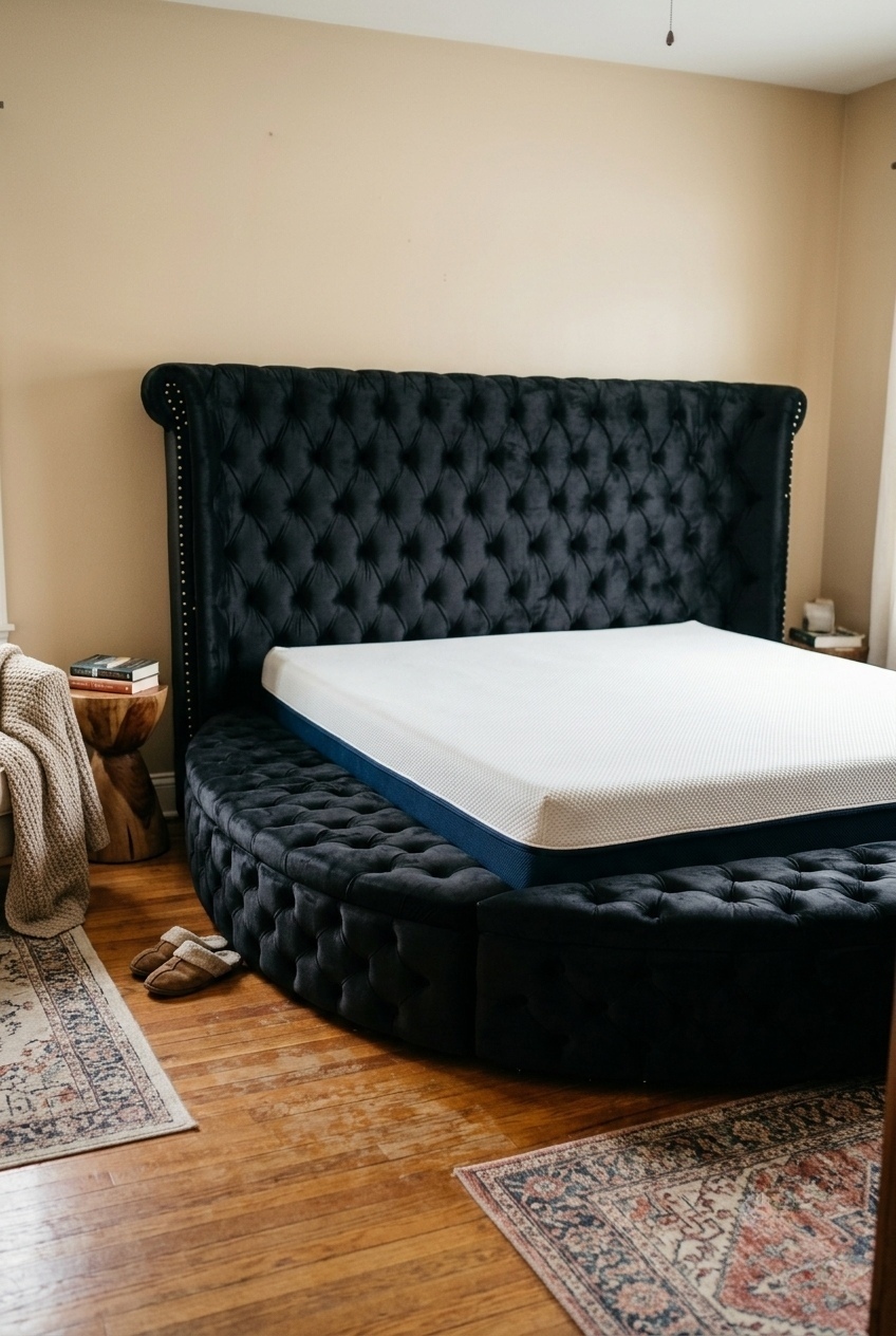 Sculptural Sanctuary: How to Style a Round Upholstered Storage Bed