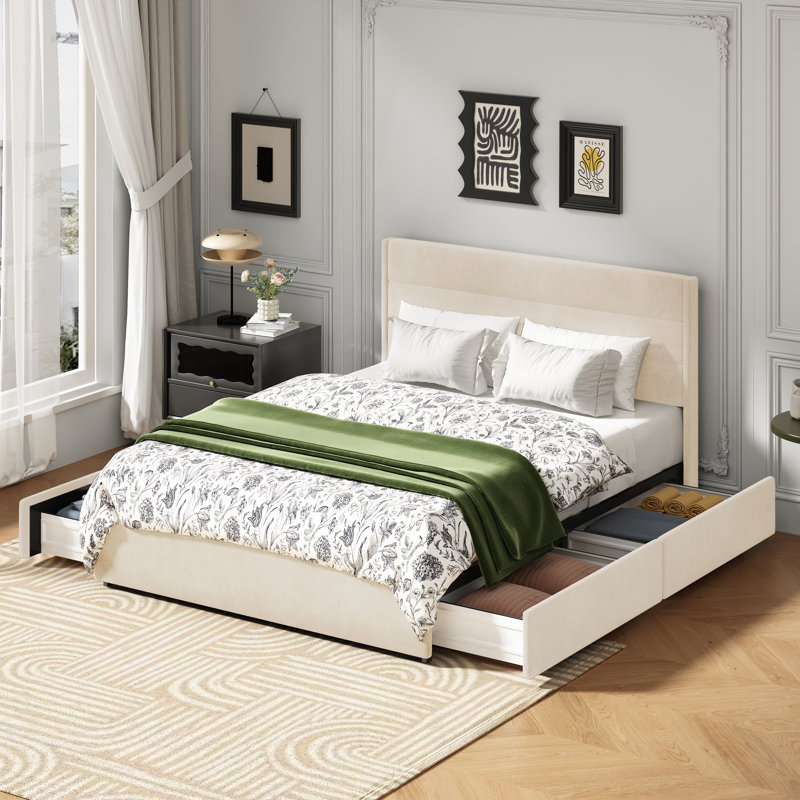 Latitude Run Brezzy Upholstered Storage Bed With Wingback W111967348