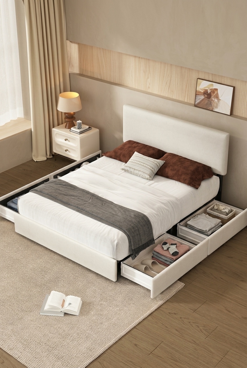 Harmonious Sanctuary: How to Style an Upholstered Storage Bed with 4 Drawers
