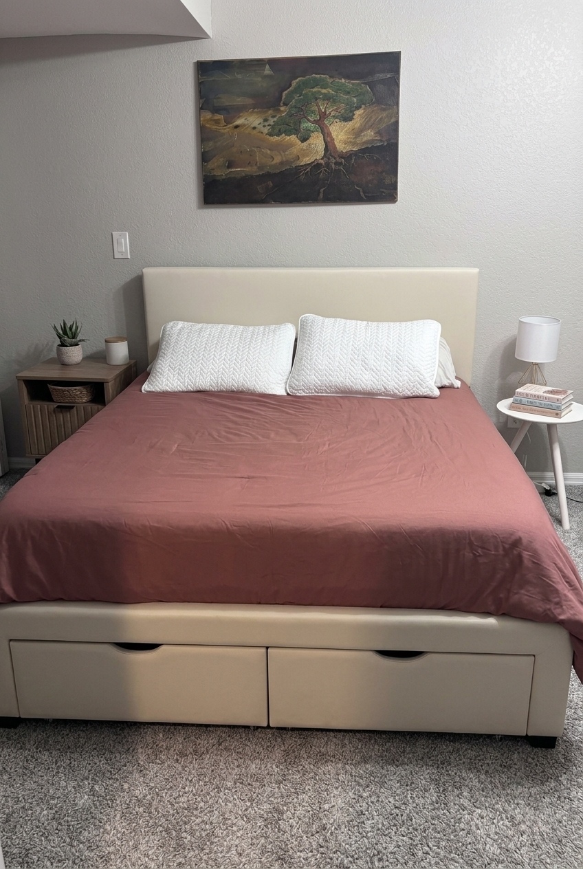 Harmonious Sanctuary: How to Style an Upholstered Storage Bed with 4 Drawers