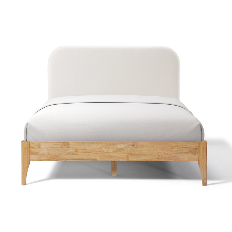 George Oliver Nuvia Solid Wood Platform Queen Bed With Upholstery Curved Headboard W116380000